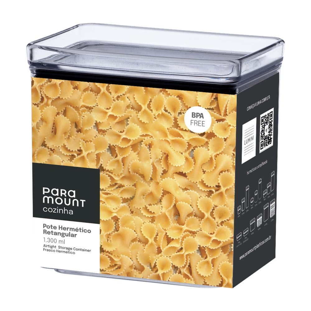 Pote Hermético Lumini Retangular 1.300 ml